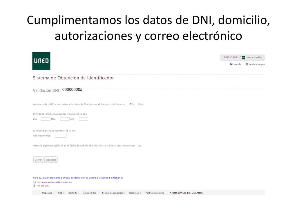 Cumplimentamos los datos de DNI, domicilio, autorizaciones y correo electrónico