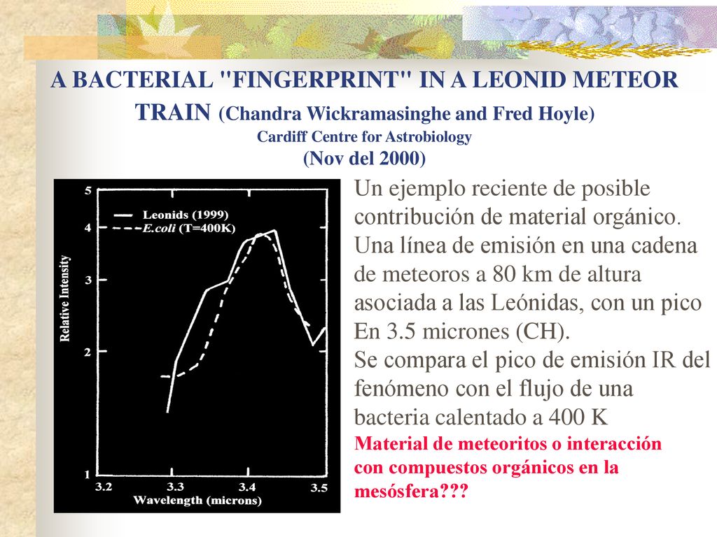 Un ejemplo reciente de posible contribución de material orgánico.