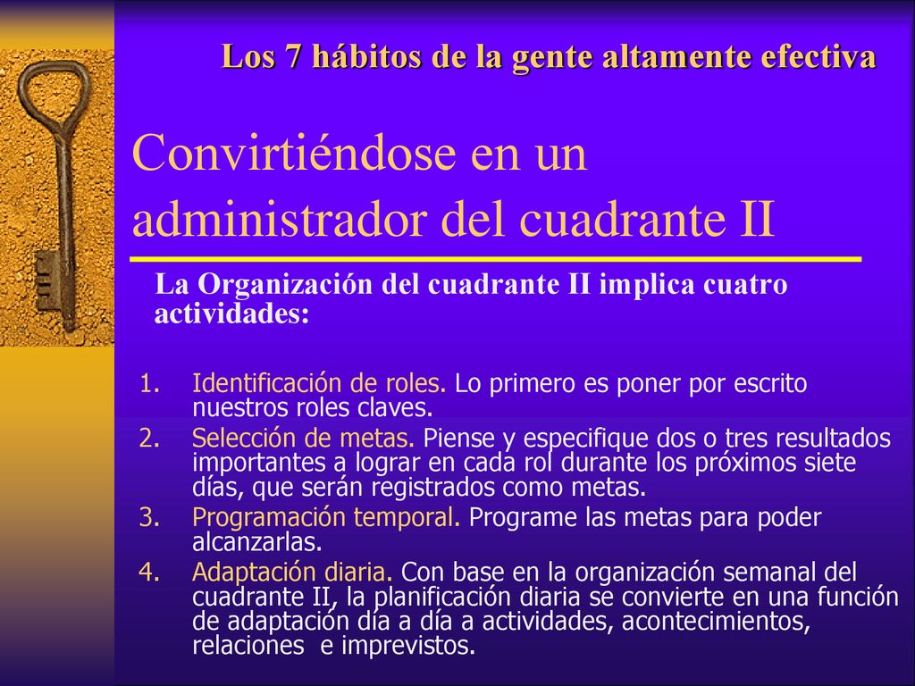 Los 7 hábitos de la gente altamente efectiva Convirtiéndose en un administrador del cuadrante II