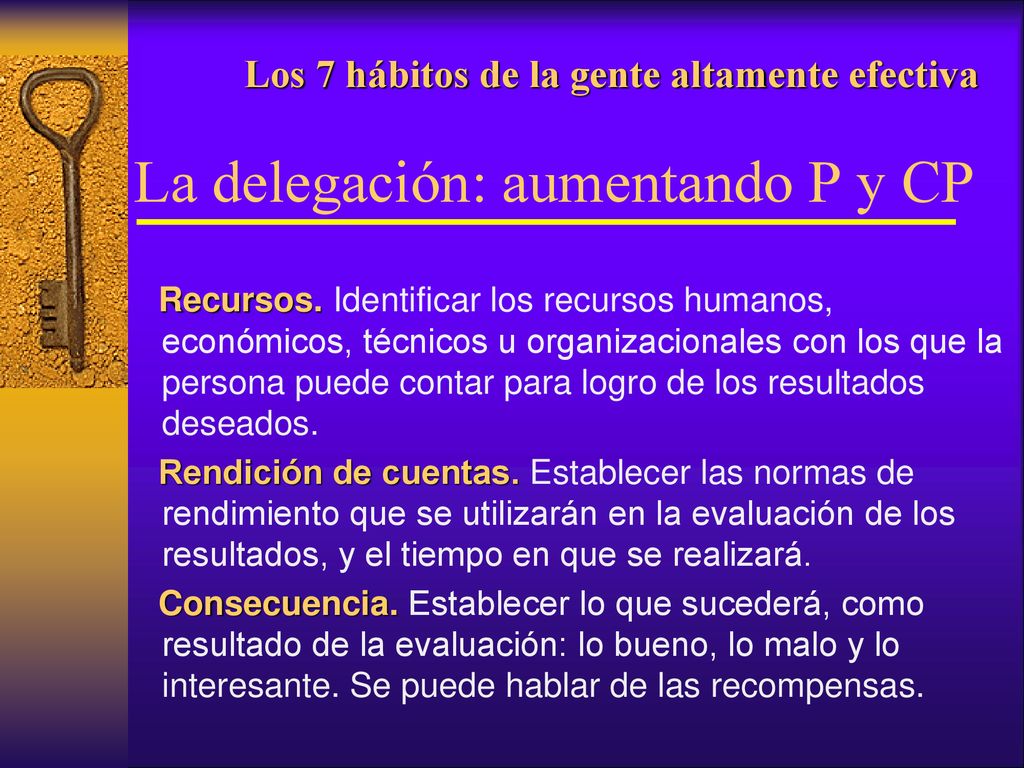 Los 7 hábitos de la gente altamente efectiva La delegación: aumentando P y CP