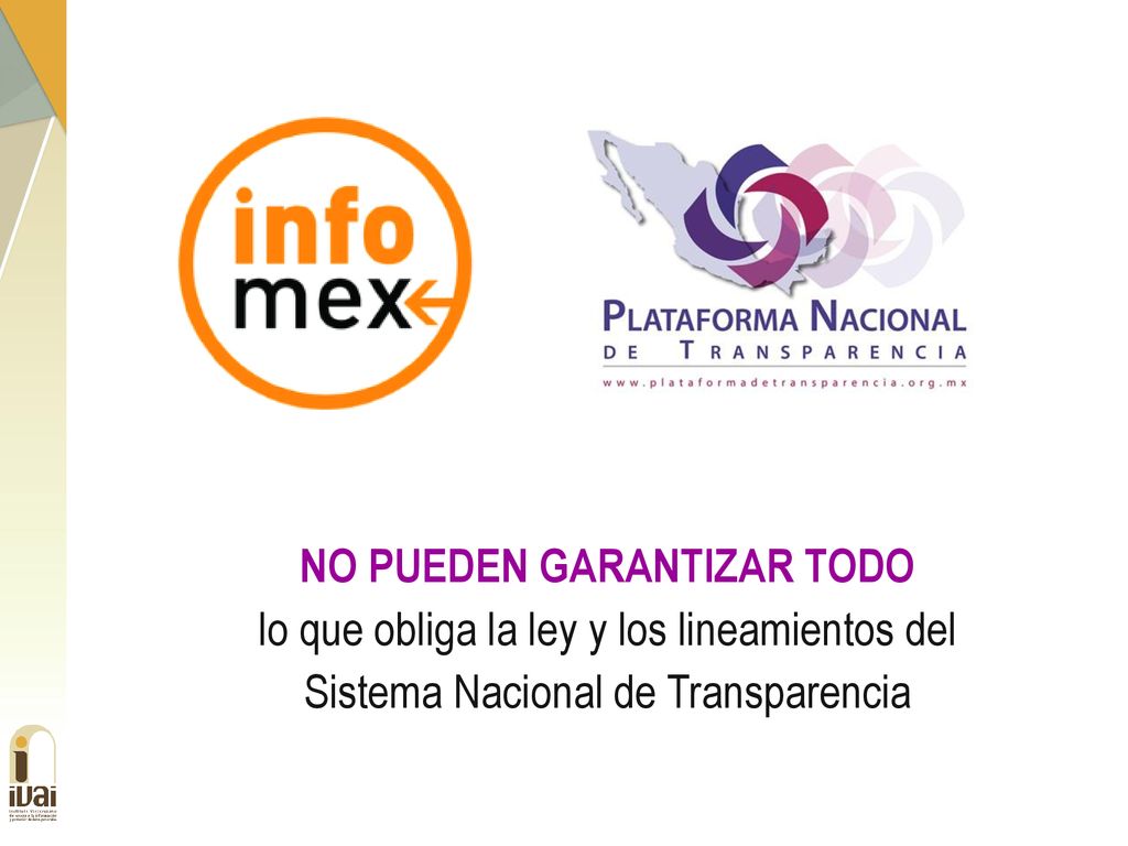 NO PUEDEN GARANTIZAR TODO lo que obliga la ley y los lineamientos del Sistema Nacional de Transparencia