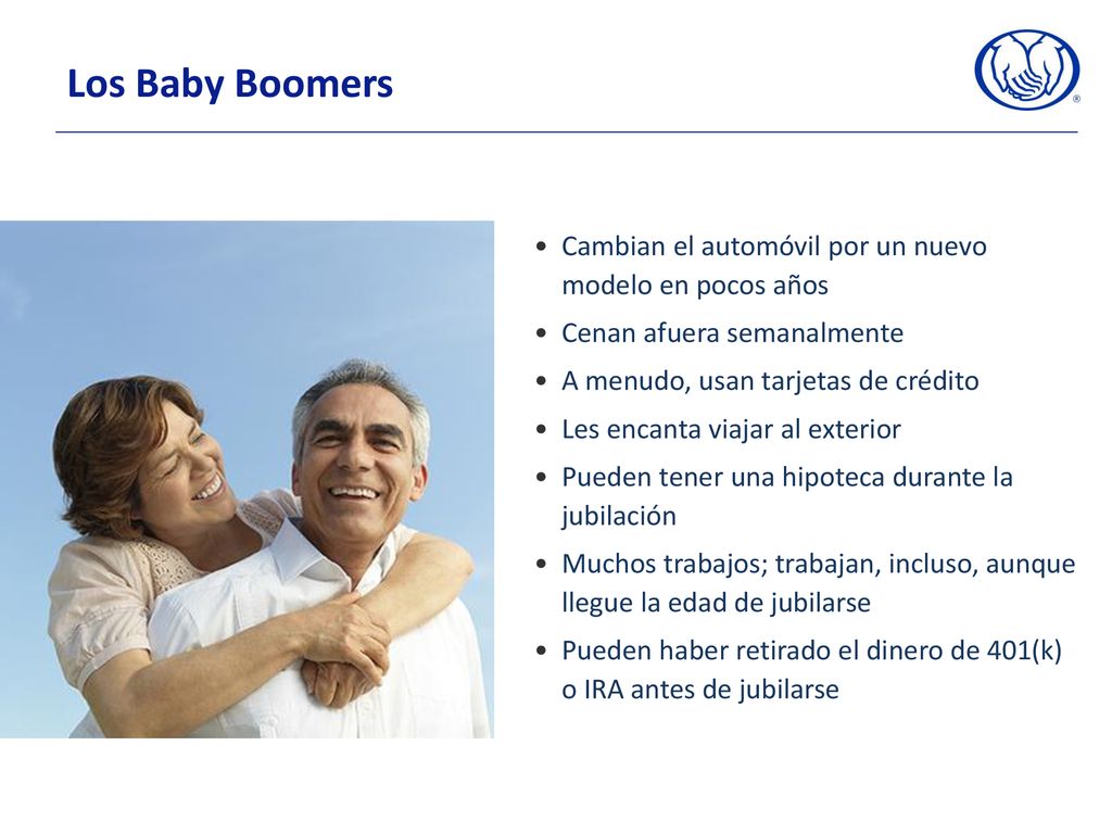 Los Baby Boomers Cambian el automóvil por un nuevo modelo en pocos años. Cenan afuera semanalmente.