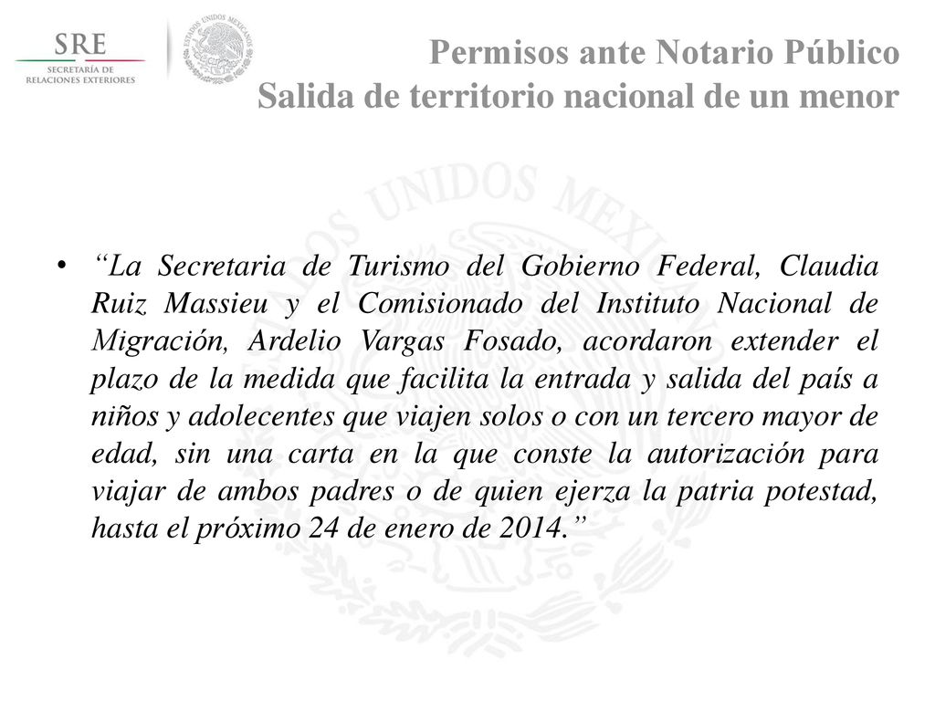 Permisos ante Notario Público Salida de territorio nacional de un menor