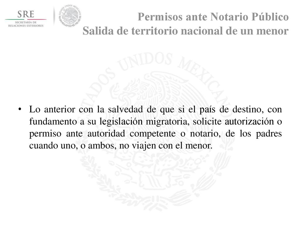 Permisos ante Notario Público Salida de territorio nacional de un menor