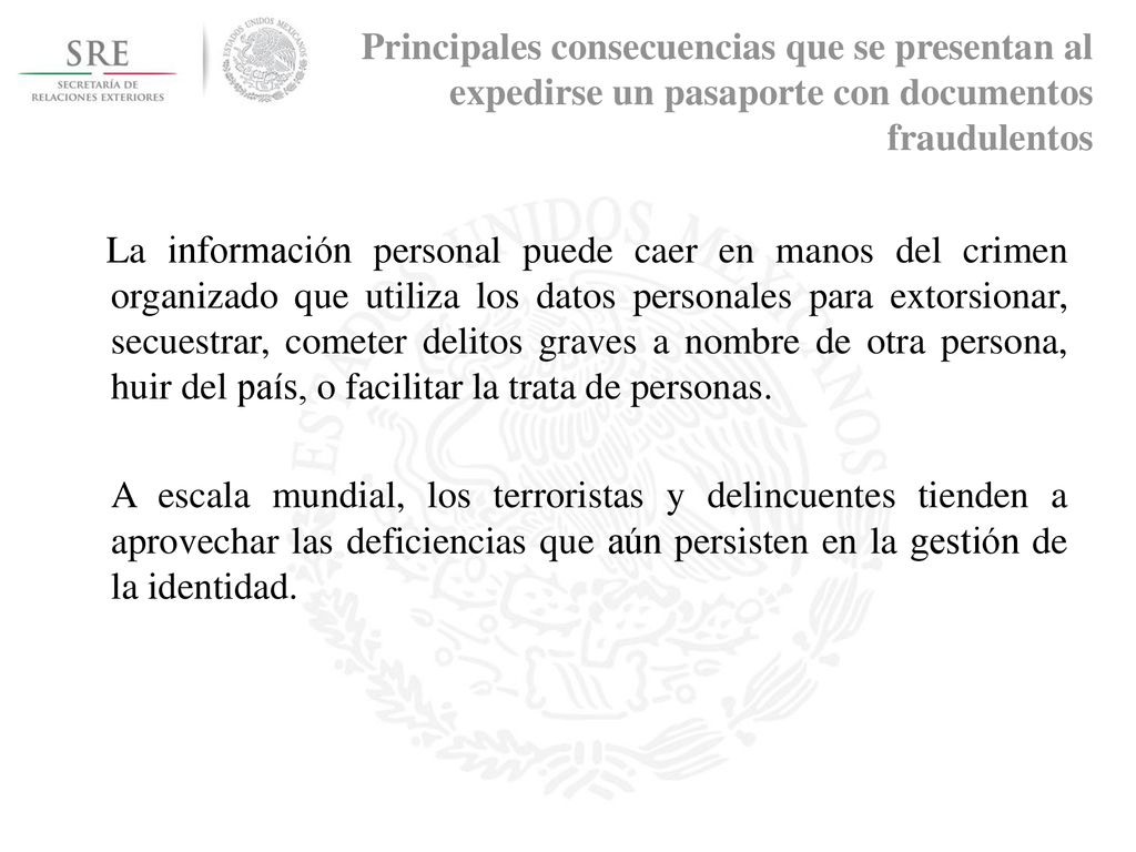 Principales consecuencias que se presentan al expedirse un pasaporte con documentos fraudulentos