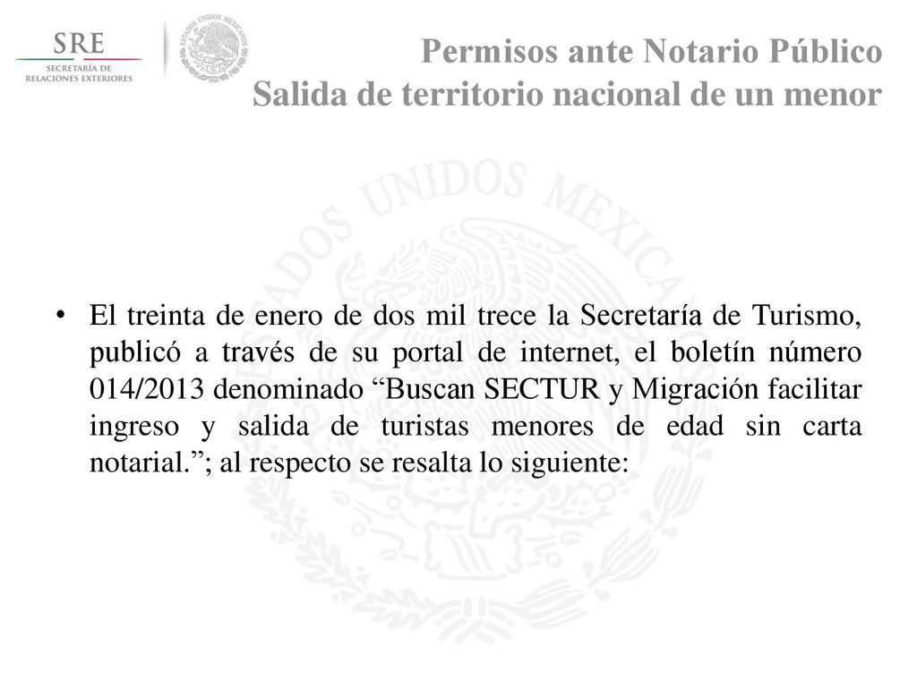 Permisos ante Notario Público Salida de territorio nacional de un menor
