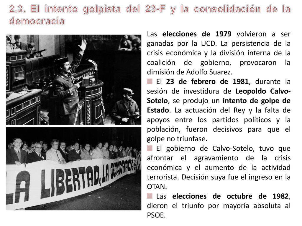 2.3. El intento golpista del 23-F y la consolidación de la democracia