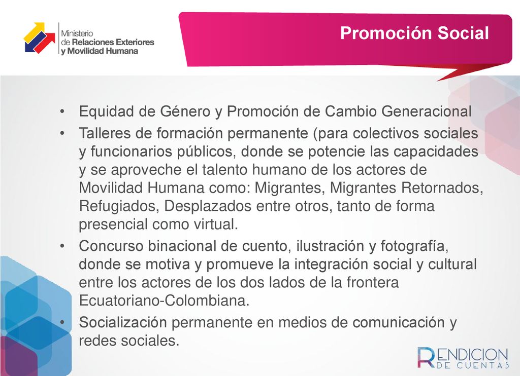 Promoción Social Equidad de Género y Promoción de Cambio Generacional
