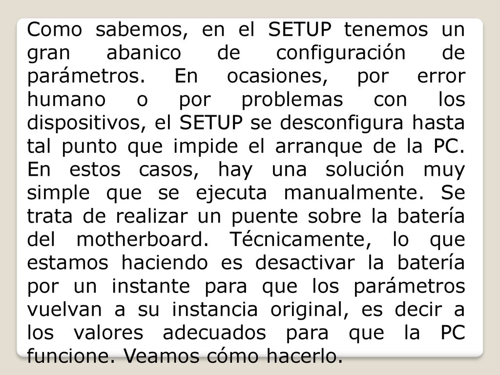 Como sabemos, en el SETUP tenemos un gran abanico de configuración de parámetros.