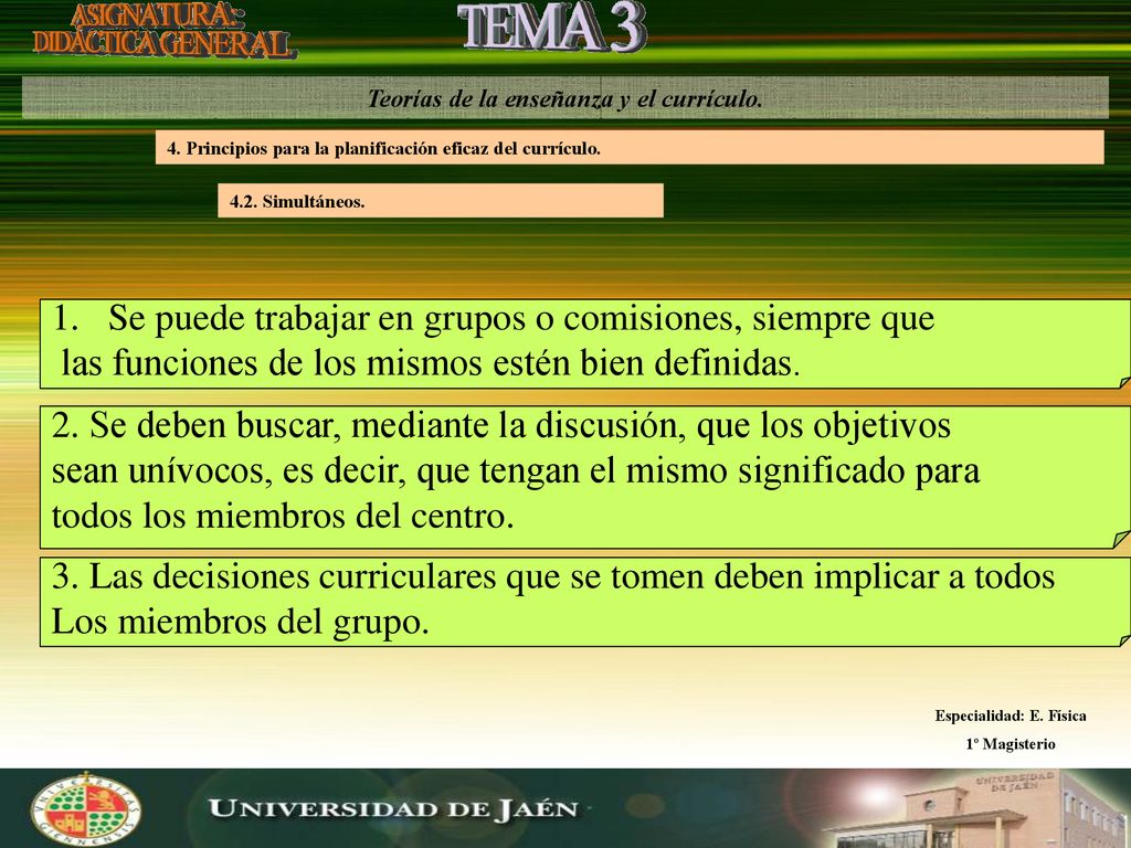 Teorías de la enseñanza y el currículo. Especialidad: E. Física