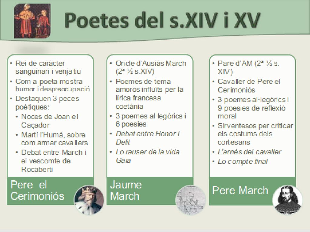 Poetes del s.XIV i XV •Rei de caràcter sanguinari i venjatiu
