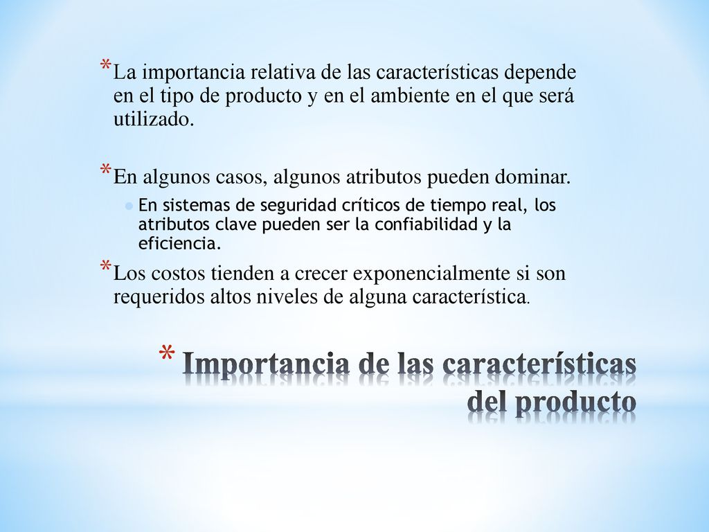 Importancia de las características del producto