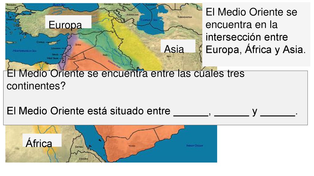 El Medio Oriente se encuentra en la intersección entre Europa, África y Asia.