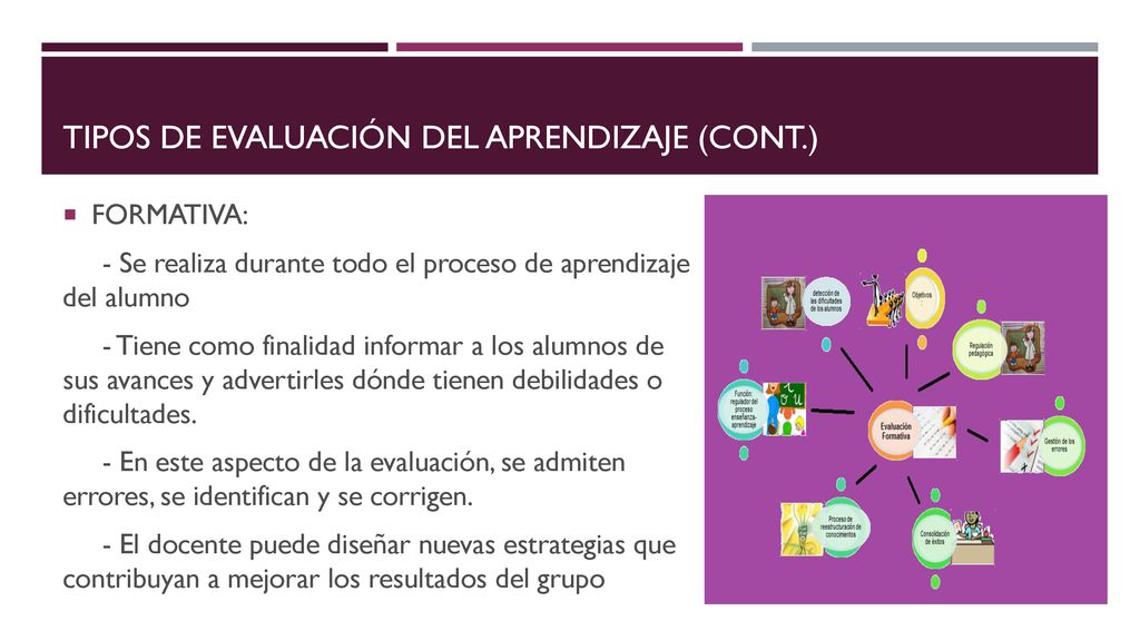 TIPOS DE EVALUACIÓN DEL APRENDIZAJE (cont.)