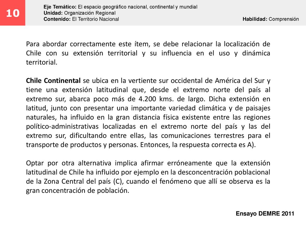 10 Eje Temático: El espacio geográfico nacional, continental y mundial. Unidad: Organización Regional.