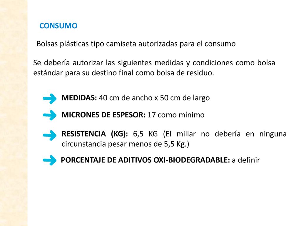 Bolsas plásticas tipo camiseta autorizadas para el consumo