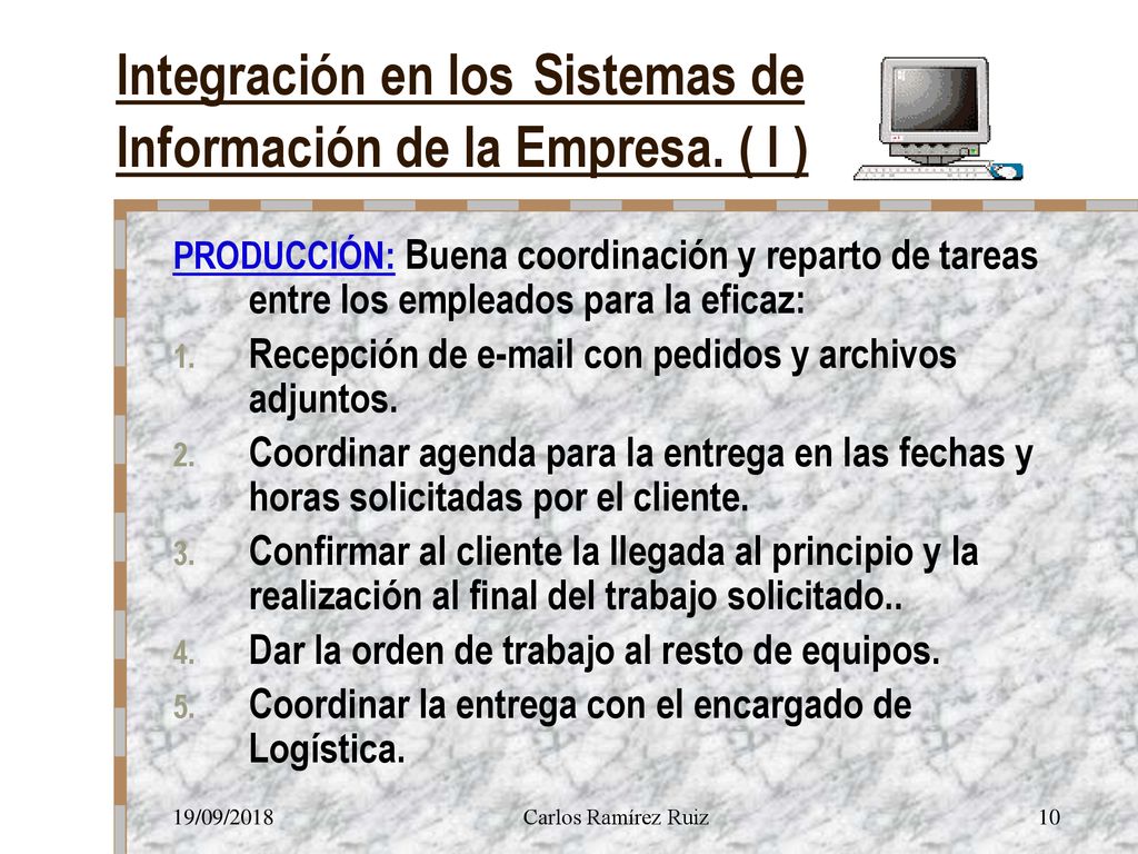 Integración en los Sistemas de Información de la Empresa. ( I )