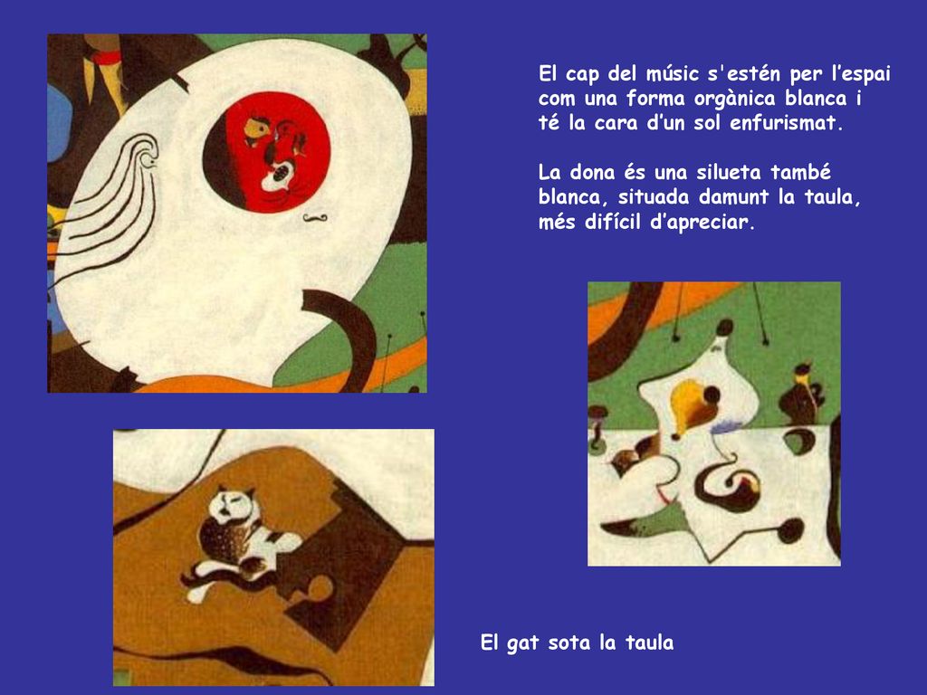 El cap del músic s estén per l’espai com una forma orgànica blanca i té la cara d’un sol enfurismat.