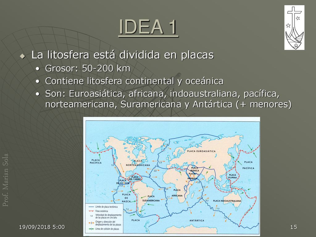 IDEA 1 La litosfera está dividida en placas Grosor: km