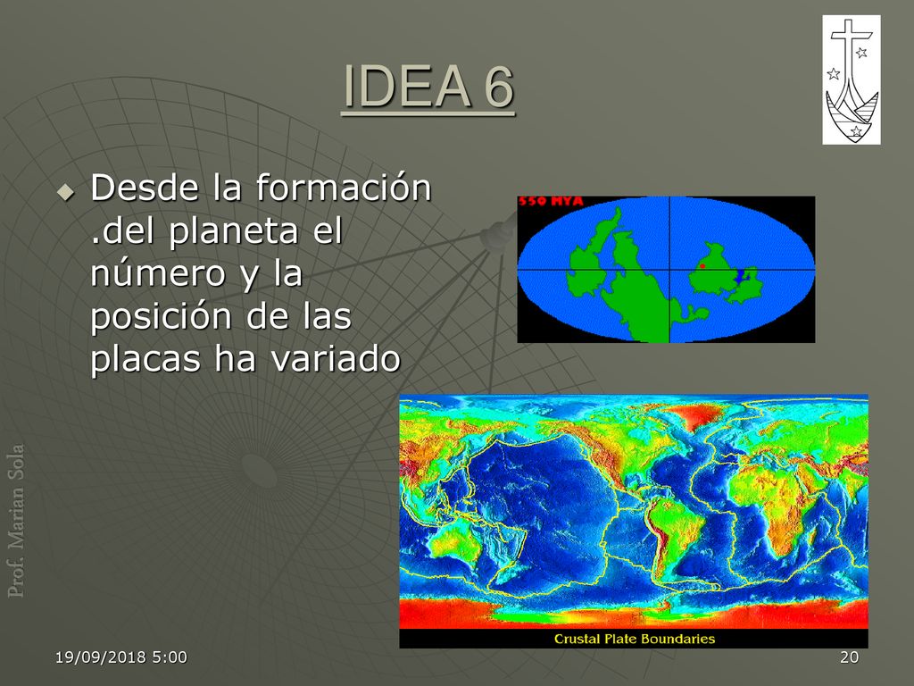 IDEA 6 Desde la formación .del planeta el número y la posición de las placas ha variado.
