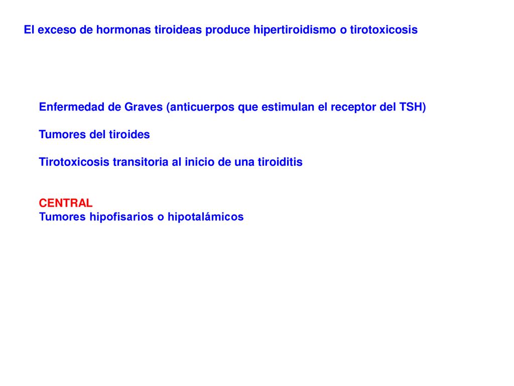 El exceso de hormonas tiroideas produce hipertiroidismo o tirotoxicosis