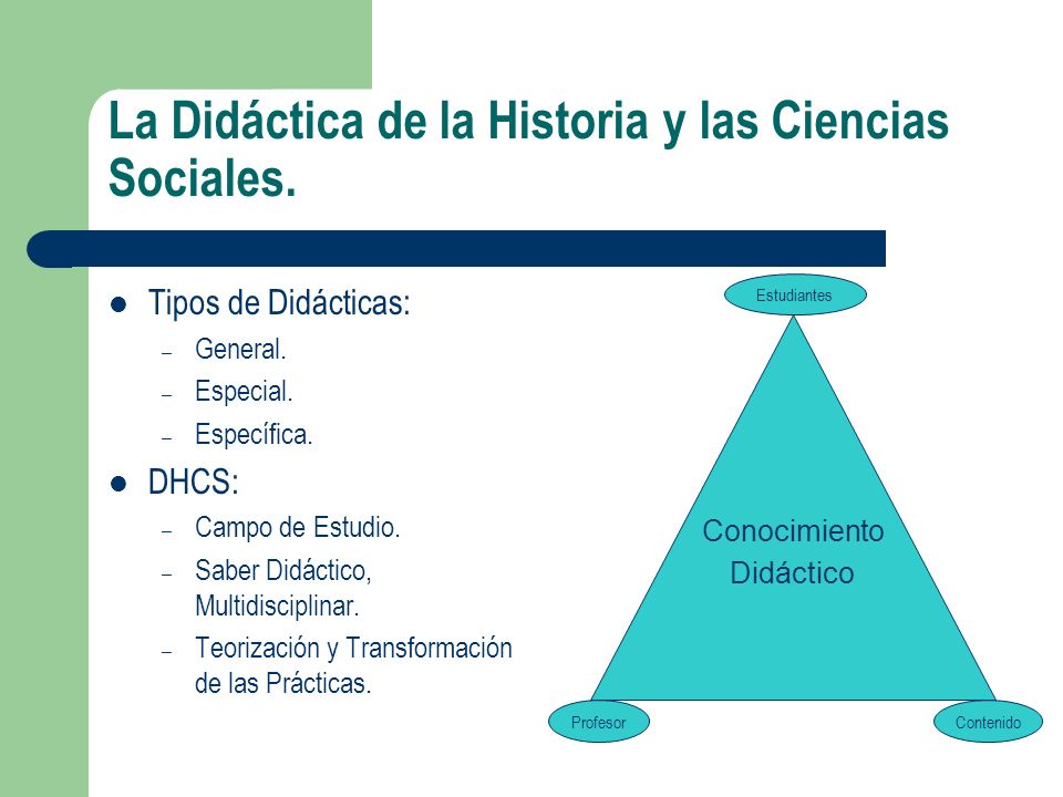 La Didáctica de la Historia y las Ciencias Sociales.