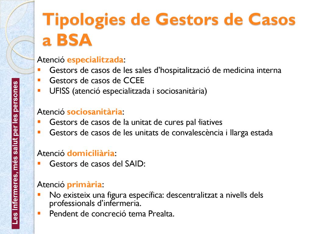 Tipologies de Gestors de Casos a BSA