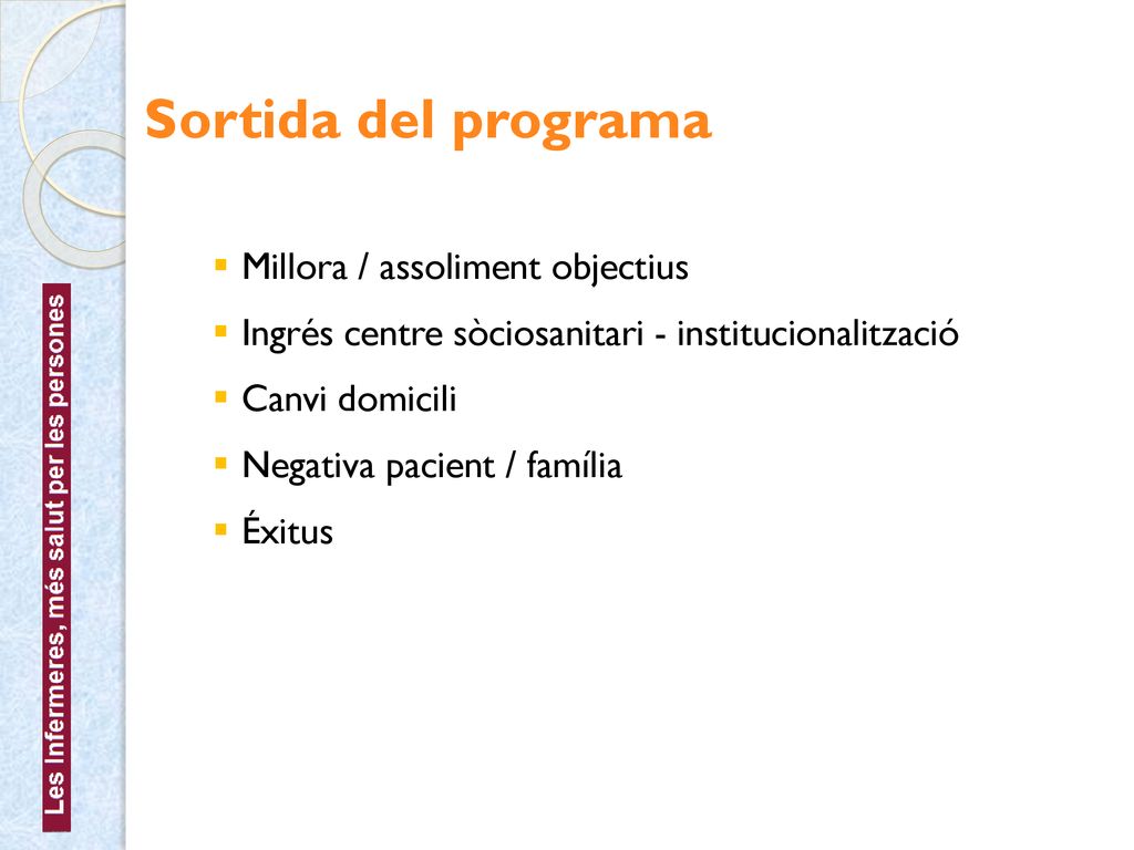 Sortida del programa Millora / assoliment objectius