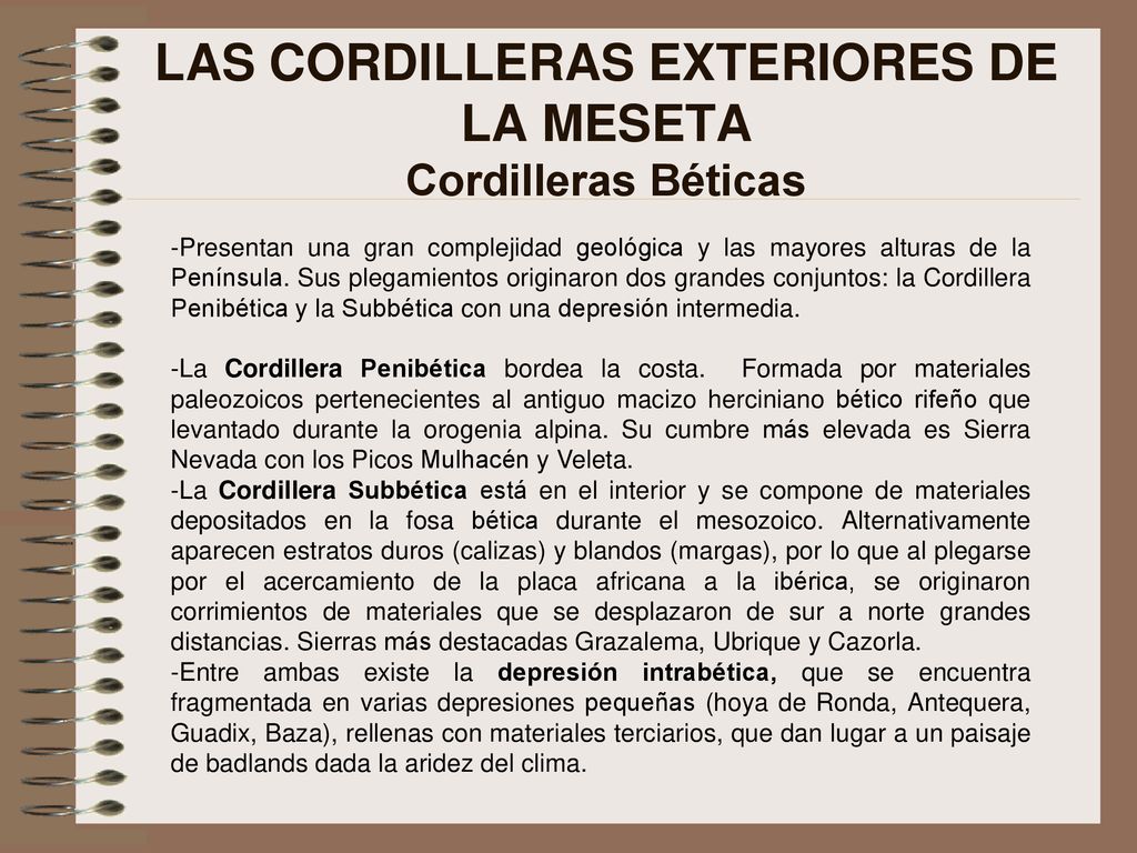 LAS CORDILLERAS EXTERIORES DE LA MESETA Cordilleras Béticas
