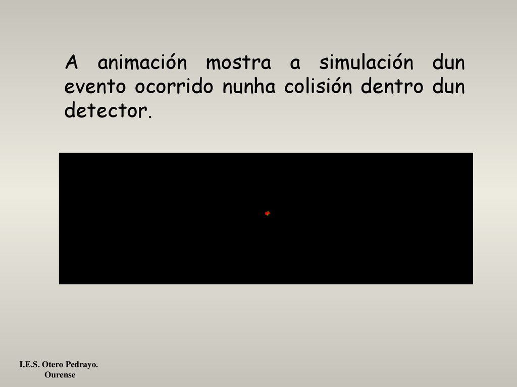 A animación mostra a simulación dun evento ocorrido nunha colisión dentro dun detector.