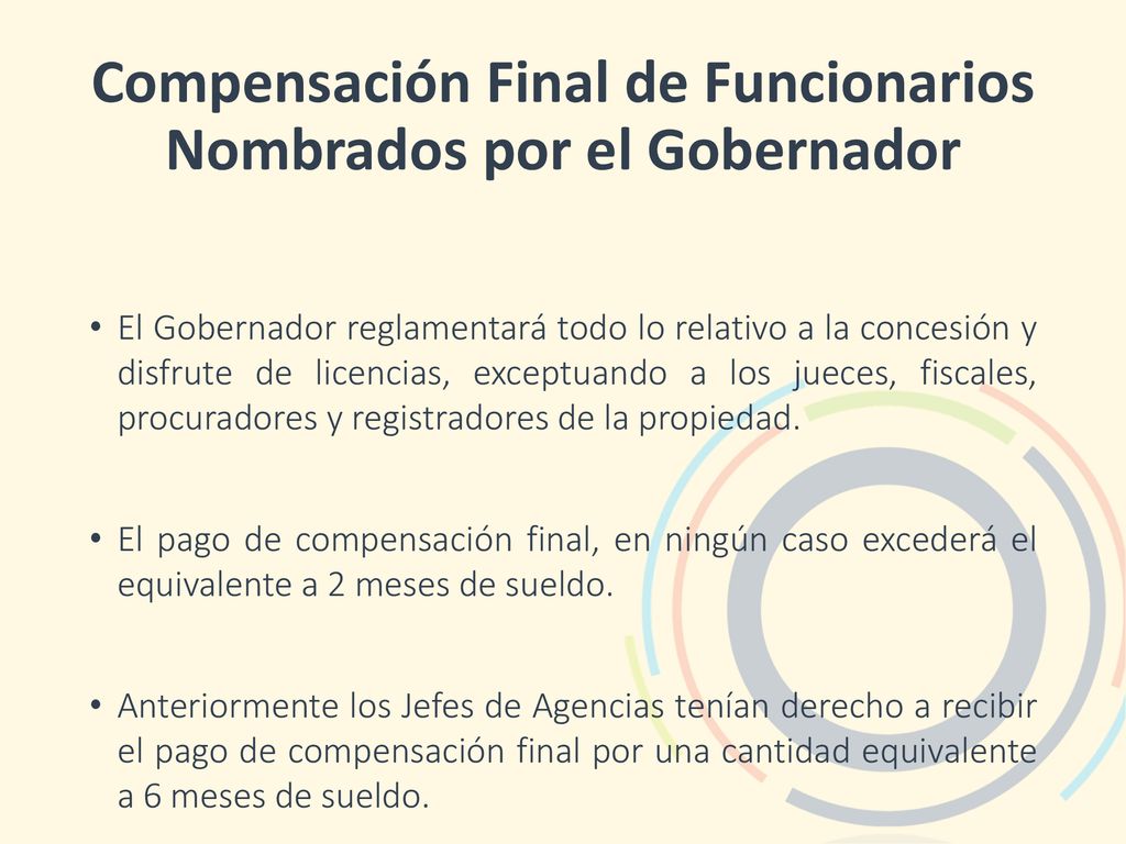 Compensación Final de Funcionarios Nombrados por el Gobernador