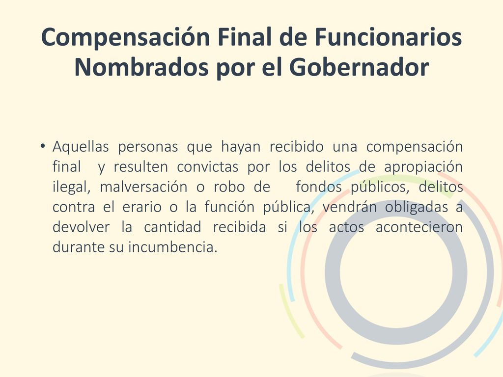 Compensación Final de Funcionarios Nombrados por el Gobernador