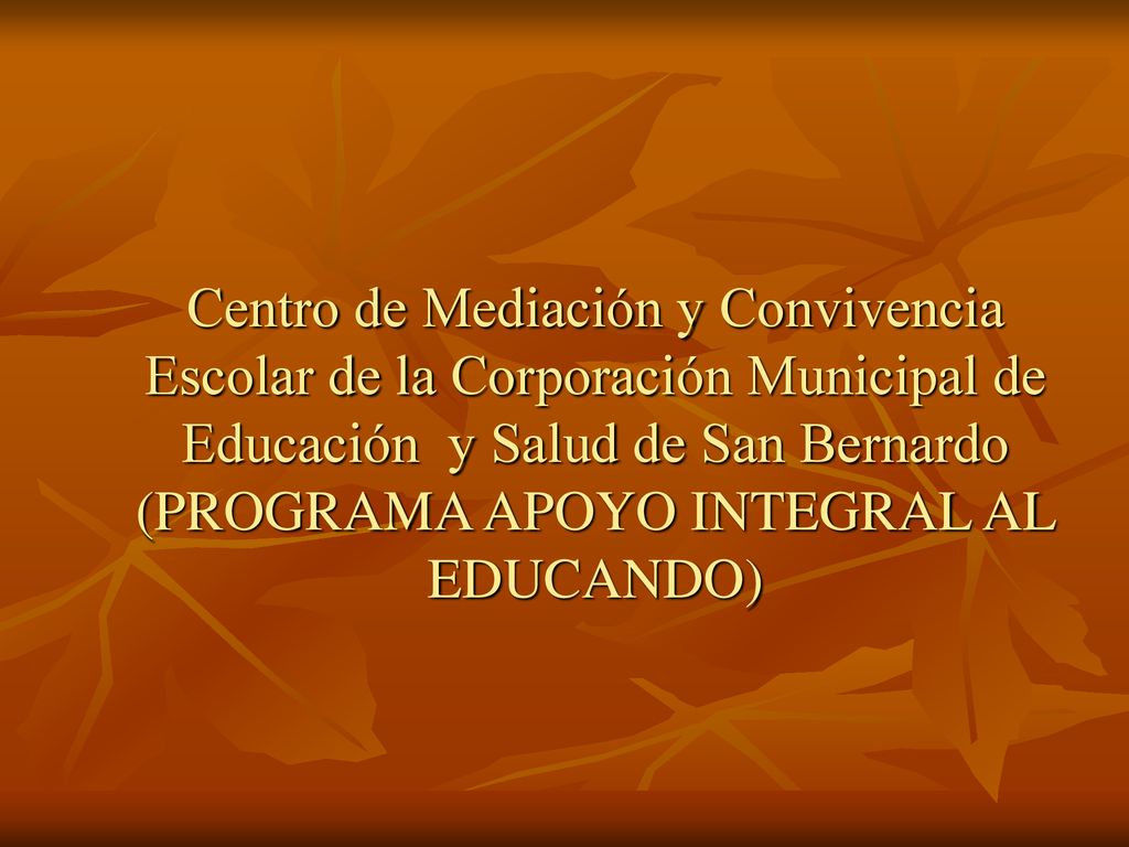 Centro de Mediación y Convivencia Escolar de la Corporación Municipal de Educación y Salud de San Bernardo (PROGRAMA APOYO INTEGRAL AL EDUCANDO)