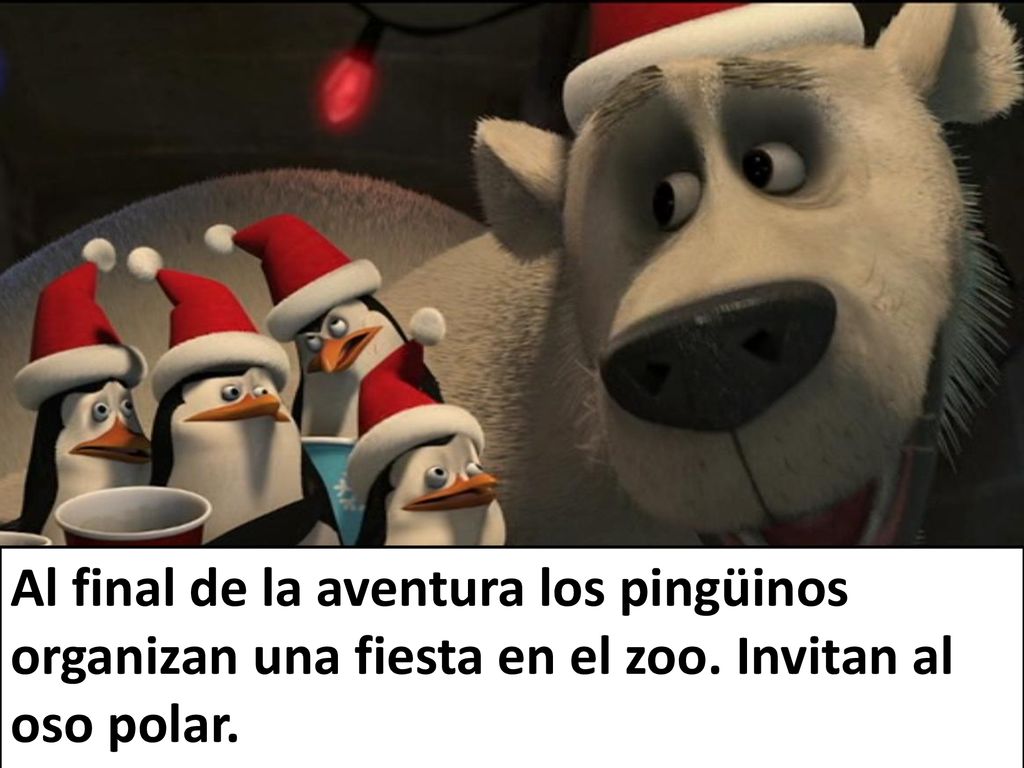 Al final de la aventura los pingüinos organizan una fiesta en el zoo