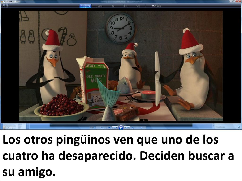 Los otros pingüinos ven que uno de los cuatro ha desaparecido