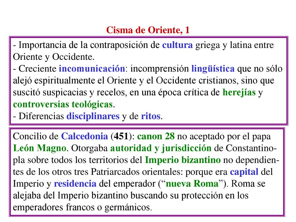 Cisma de Oriente, 1 - Importancia de la contraposición de cultura griega y latina entre. Oriente y Occidente.