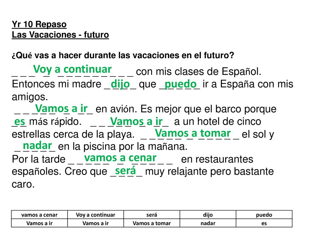 Voy a continuar dijo puedo Vamos a ir es Vamos a ir Vamos a tomar
