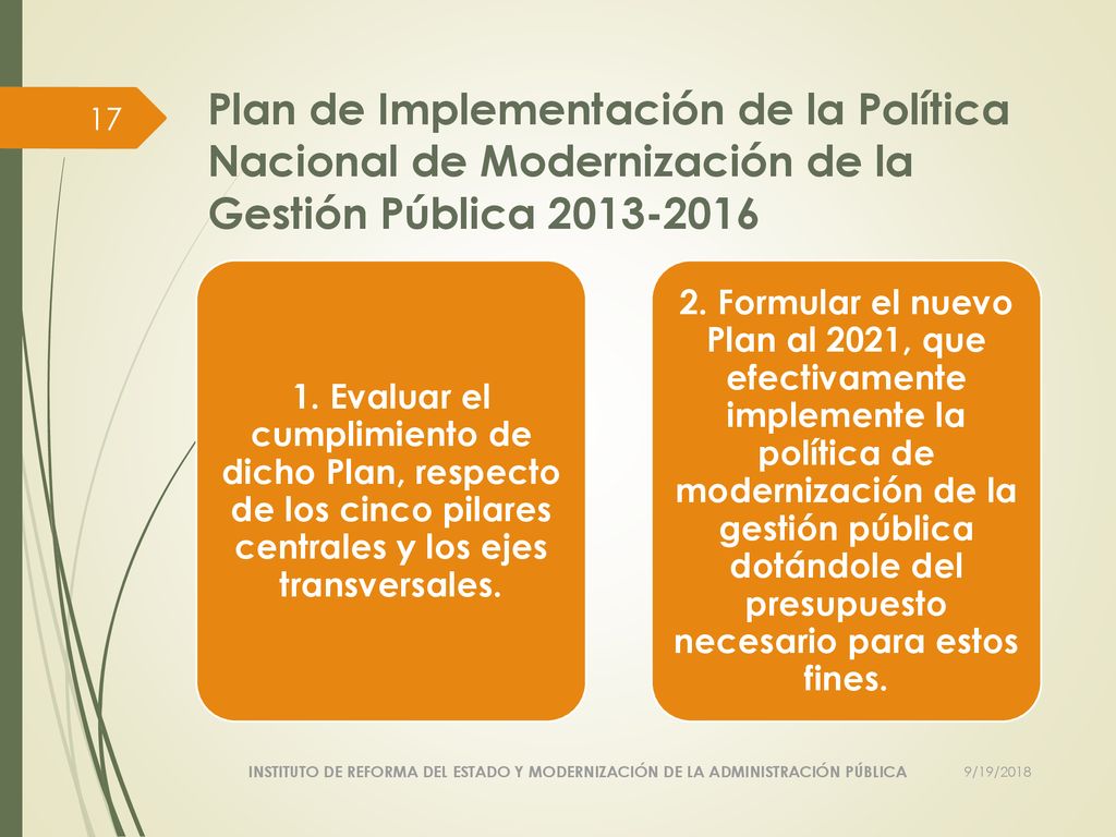 Plan de Implementación de la Política Nacional de Modernización de la Gestión Pública