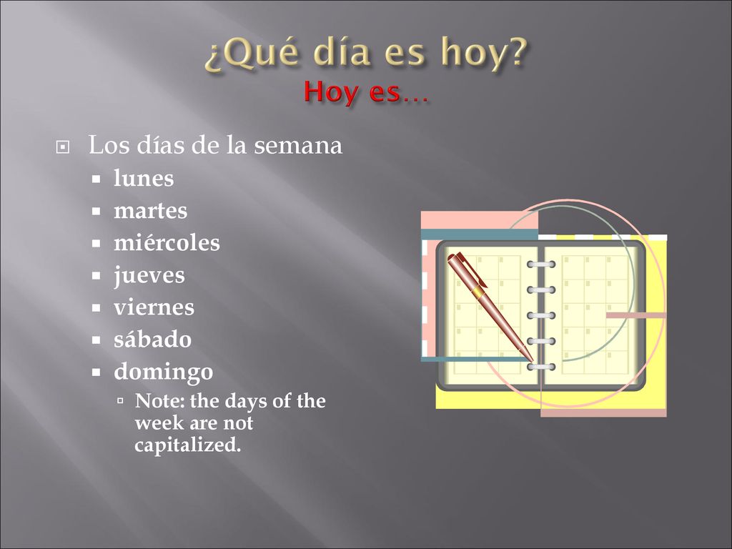 ¿Qué día es hoy Hoy es… Los días de la semana lunes martes miércoles
