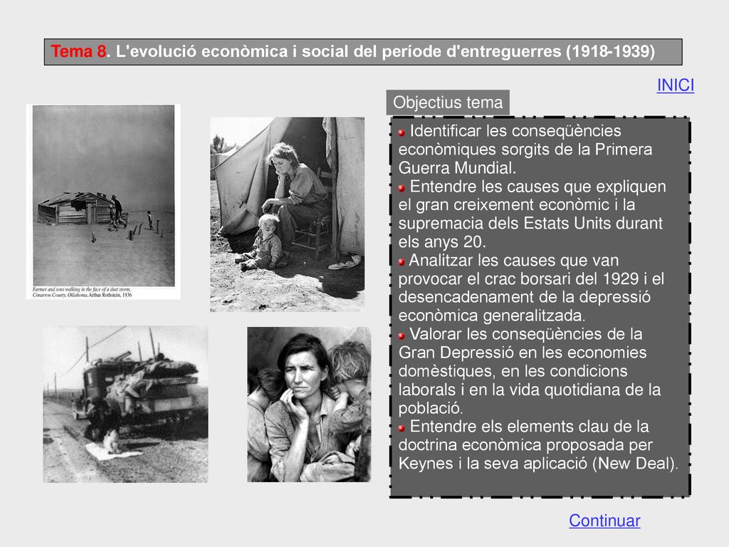 Tema 8. L evolució econòmica i social del període d entreguerres ( )