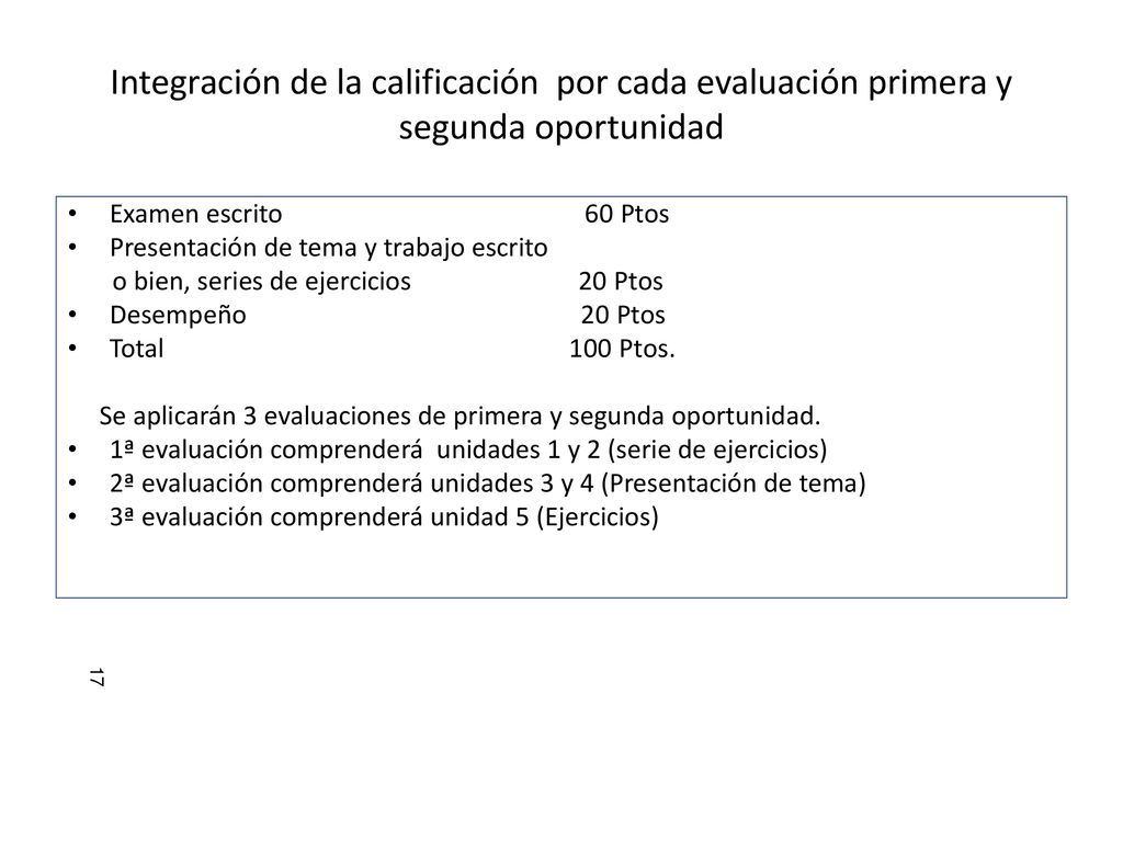 Integración de la calificación por cada evaluación primera y segunda oportunidad