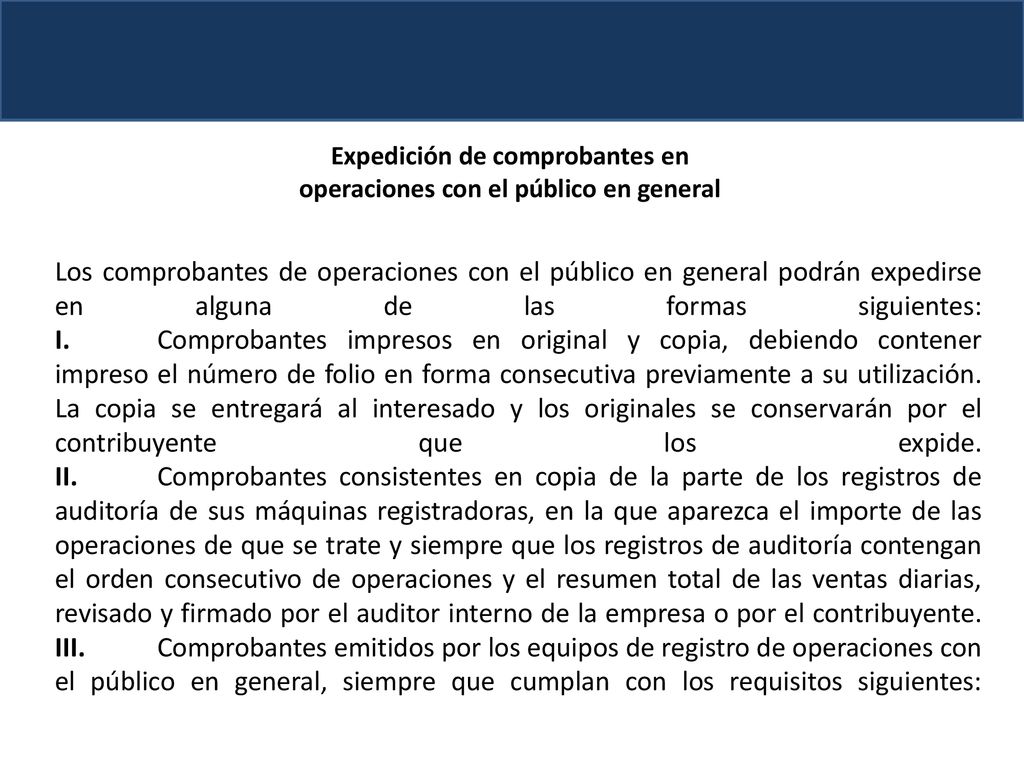 Expedición de comprobantes en operaciones con el público en general