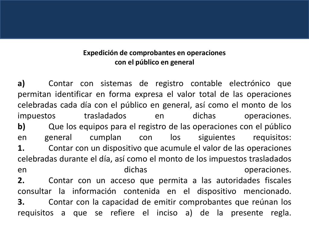 Expedición de comprobantes en operaciones con el público en general
