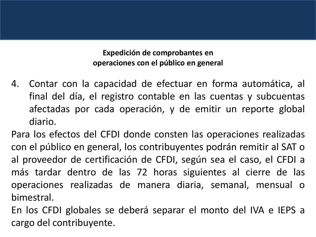 Expedición de comprobantes en operaciones con el público en general