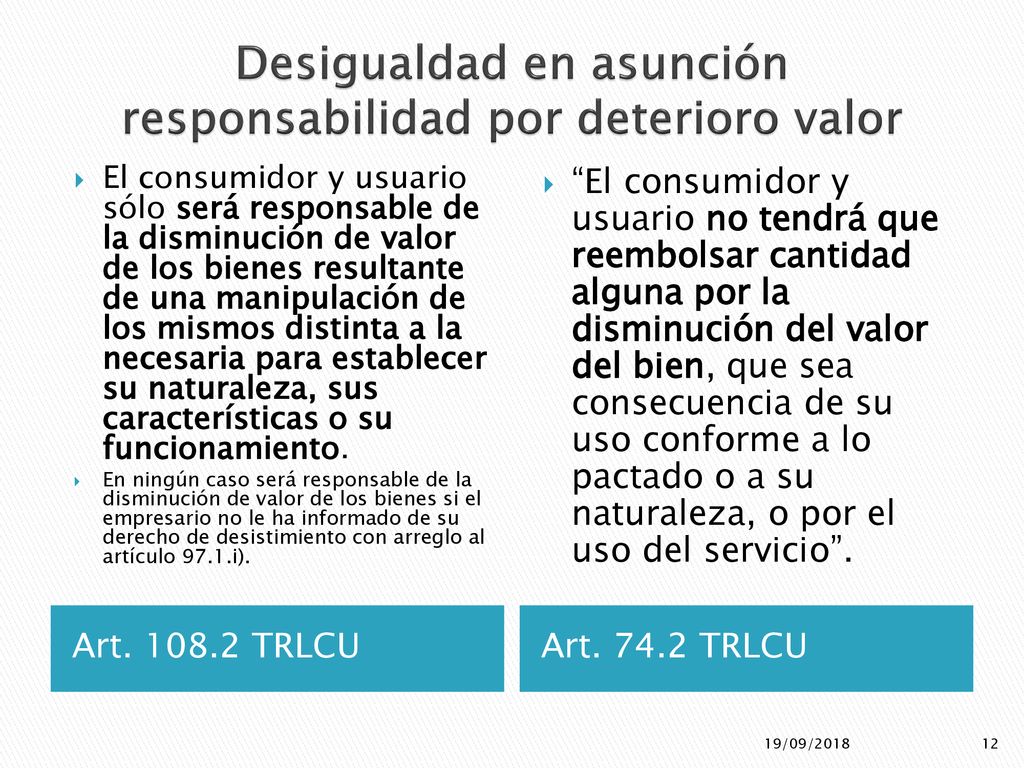Desigualdad en asunción responsabilidad por deterioro valor
