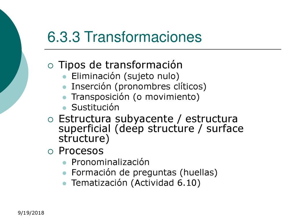 6.3.3 Transformaciones Tipos de transformación