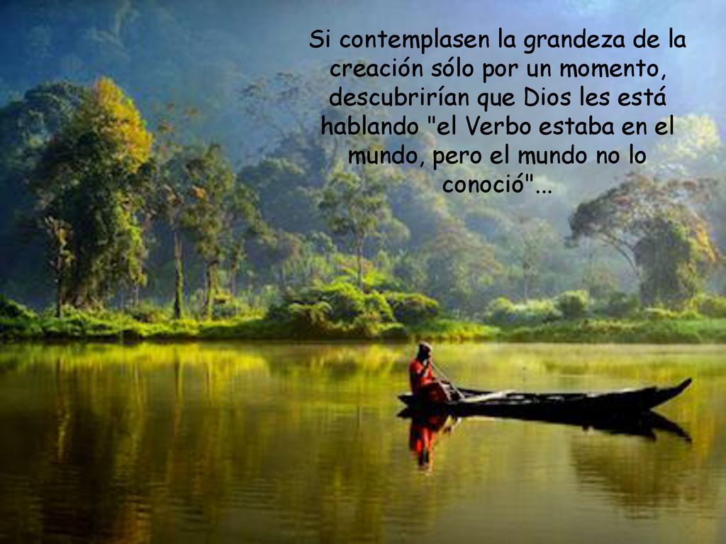 Si contemplasen la grandeza de la creación sólo por un momento, descubrirían que Dios les está hablando el Verbo estaba en el mundo, pero el mundo no lo conoció ...