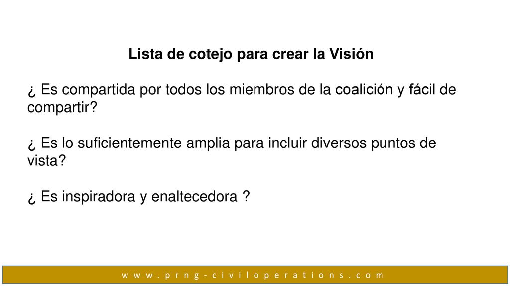 Lista de cotejo para crear la Visión