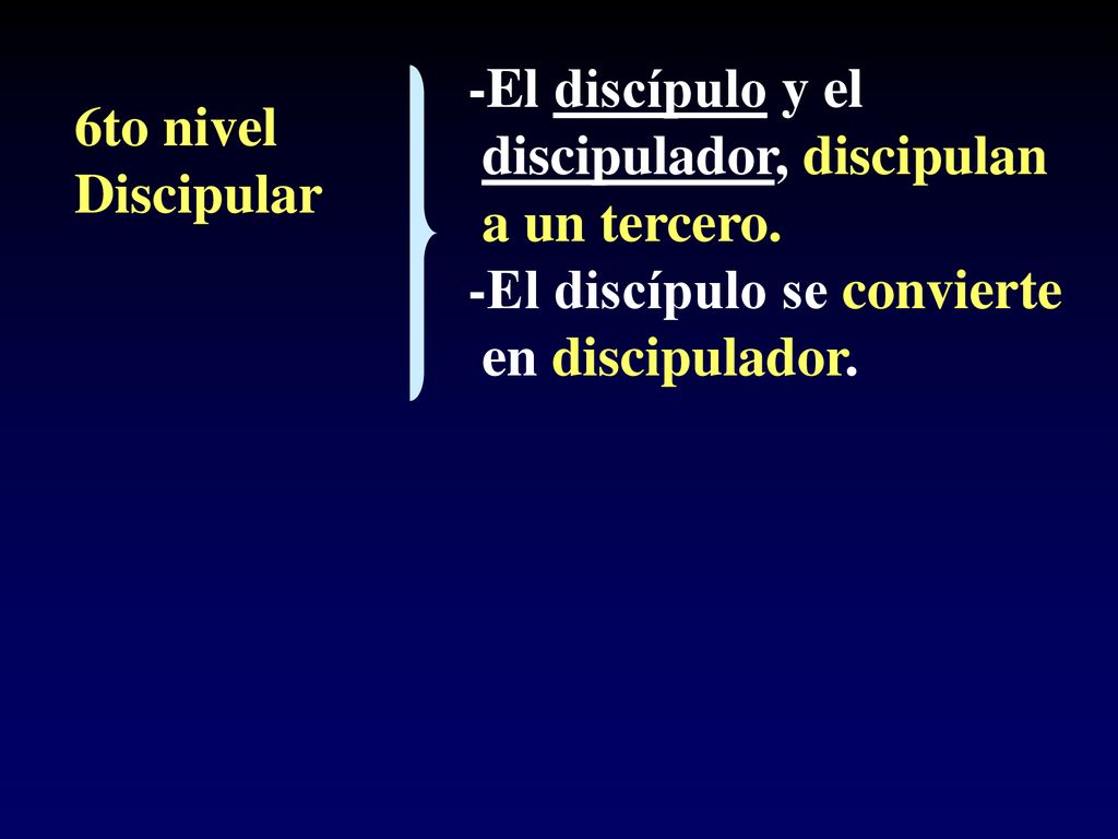 -El discípulo y el discipulador, discipulan. a un tercero. -El discípulo se convierte. en discipulador.