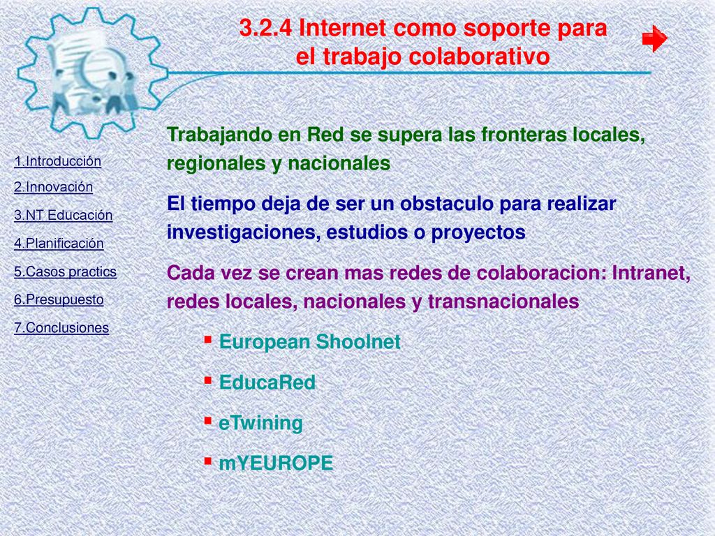 3.2.4 Internet como soporte para el trabajo colaborativo